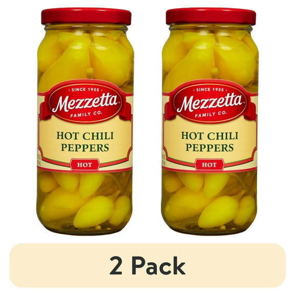 (2 pack) Mezzetta Hot Chili Peppers 16 fl oz Jar