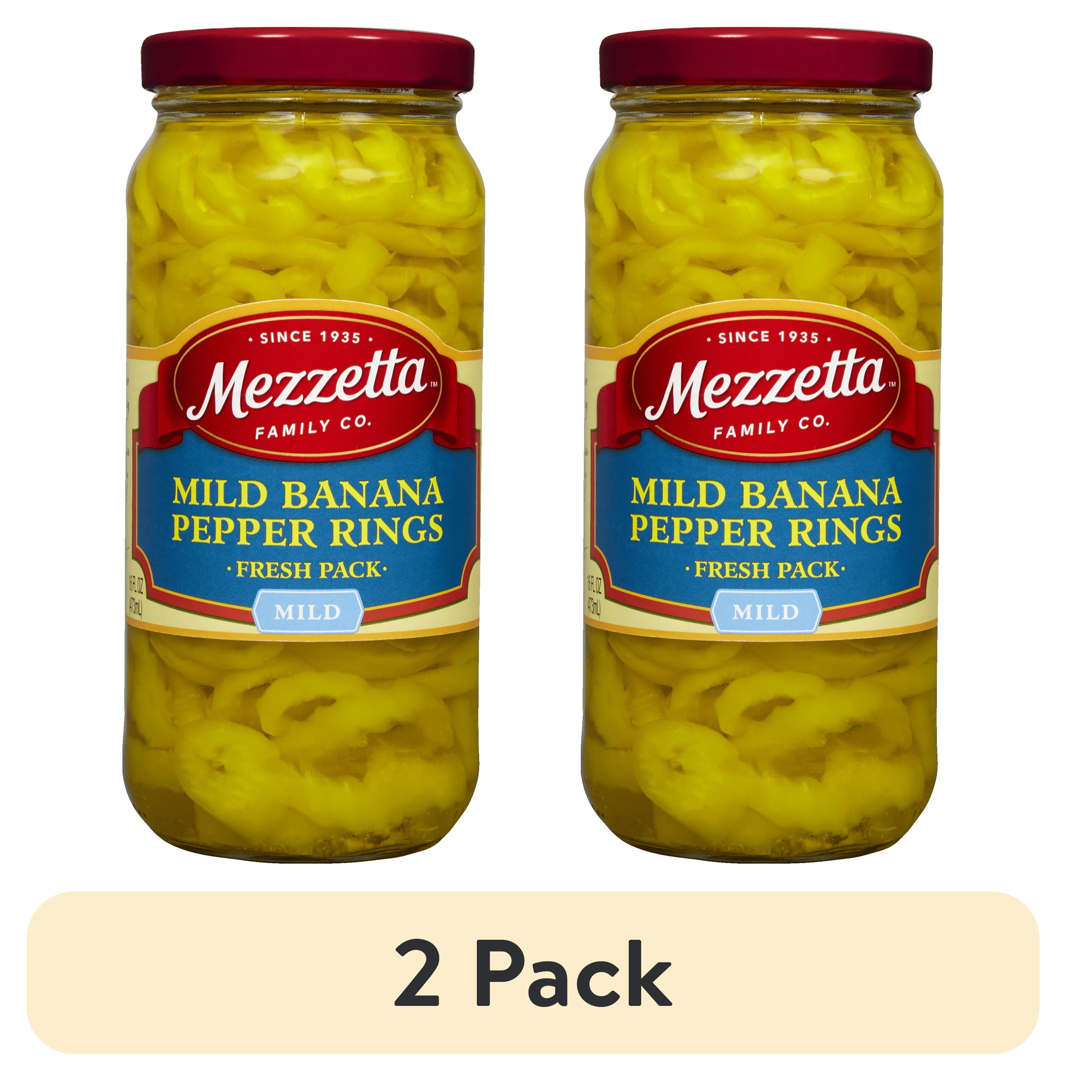 (2 pack) Mezzetta Mild Banana Pepper Rings, 16 fl oz Jar