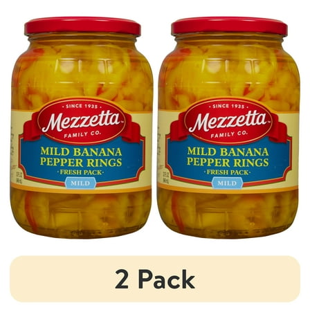 (2 pack) Mezzetta Mild Banana Pepper Rings, 32 fl oz Jar