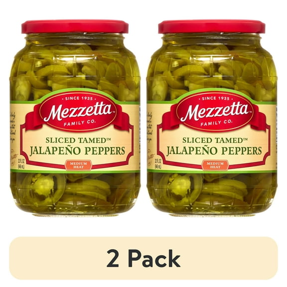 (2 pack) Mezzetta Sliced Tamed™ Jalapeño Peppers, 32 fl oz Jar