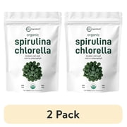 2 pack Micro Ingredients Organic Spirulina Chlorella Tablets 3,000mg Per Serving, 720 Tablets 4 Month Supply | 50/50 Blend Superfood