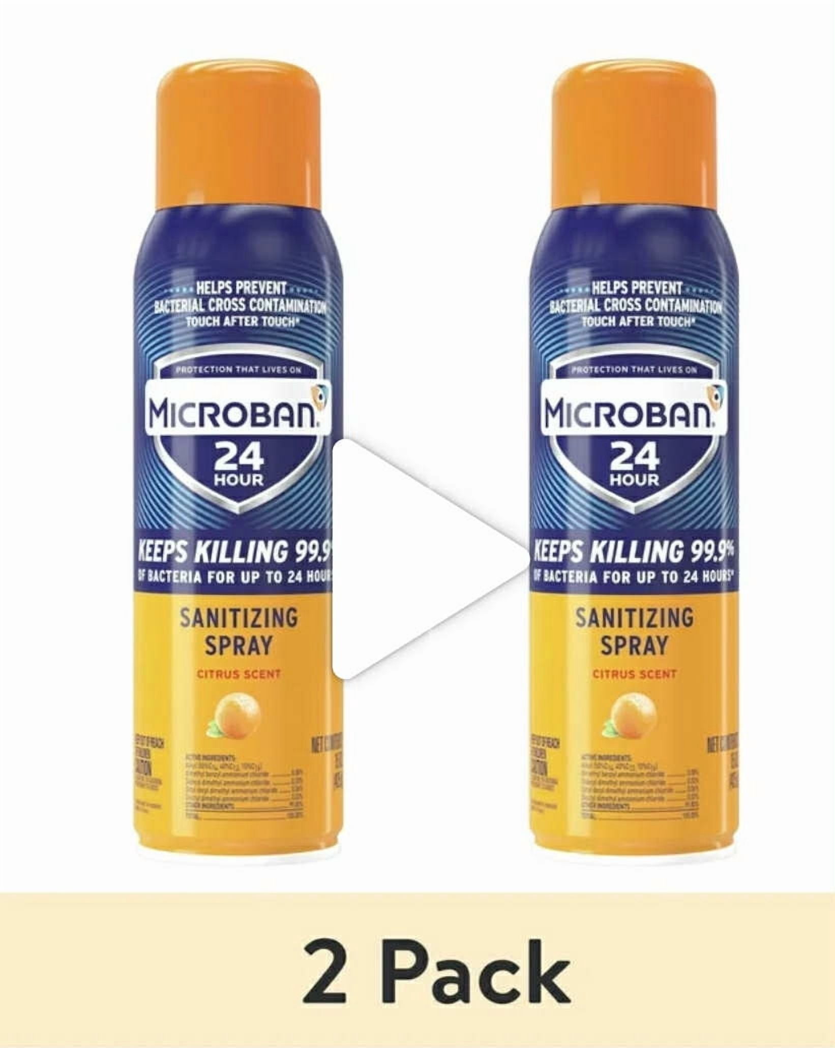 (2 pack) Microban 24 Hour Disinfectant Sanitizing Spray, Citrus Scent, 15 oz