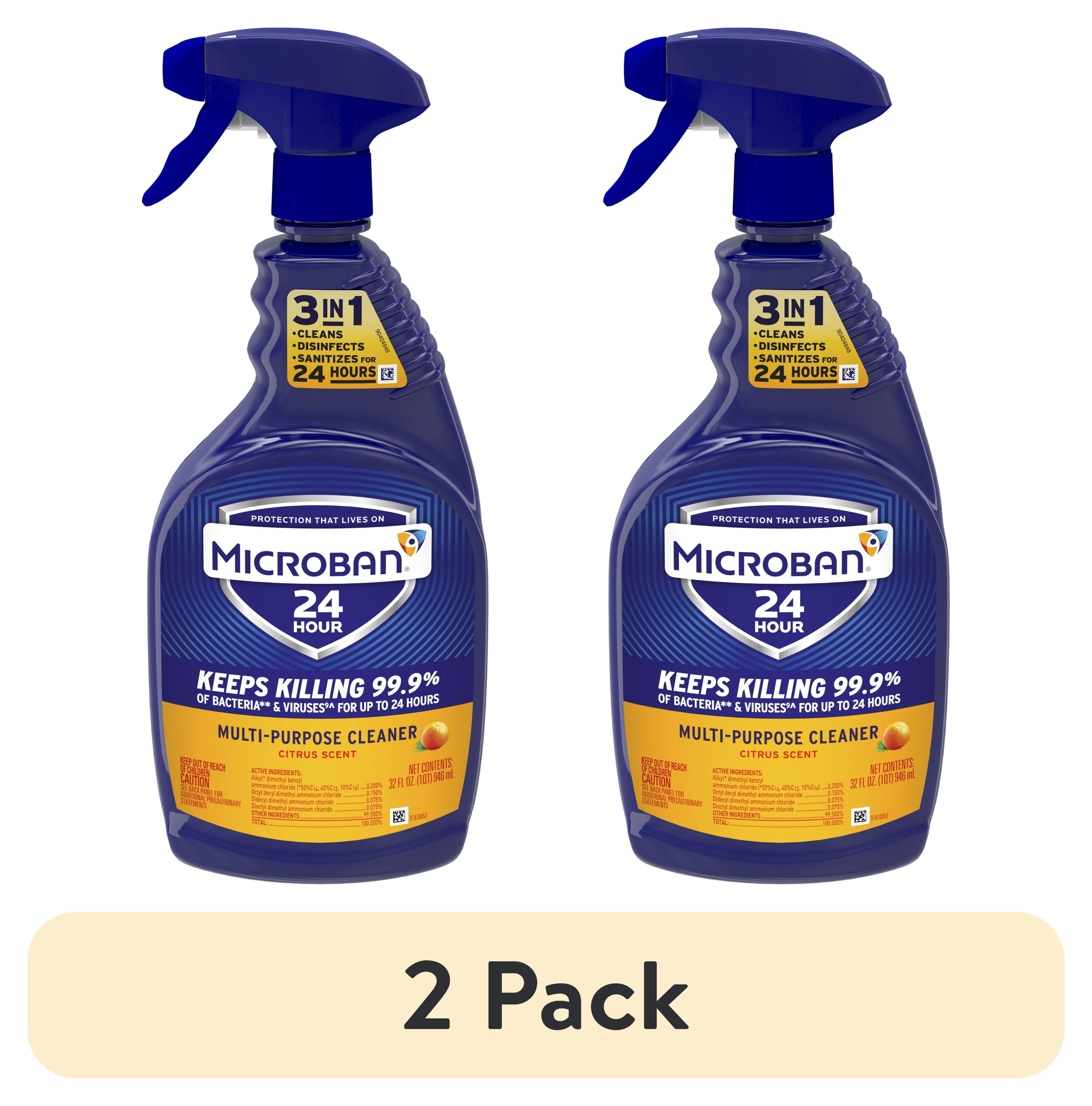 (2 pack) Microban 24 Hour Multi-Purpose and Disinfectant Cleaner, Citrus, 32 fl oz