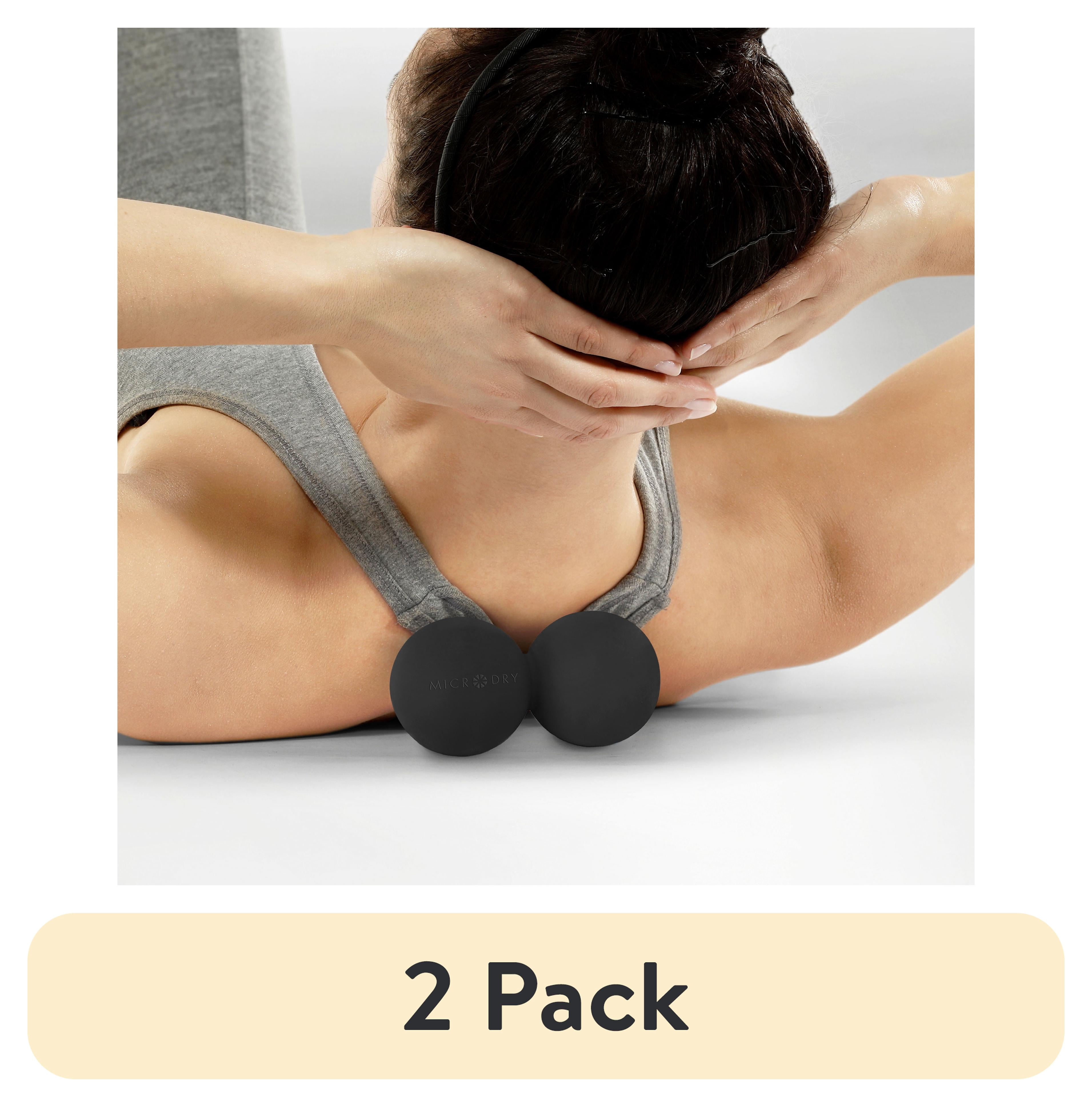 (2 pack) Microdry Dual-Ball Massage Roller for Deep Tissue Relief, Black