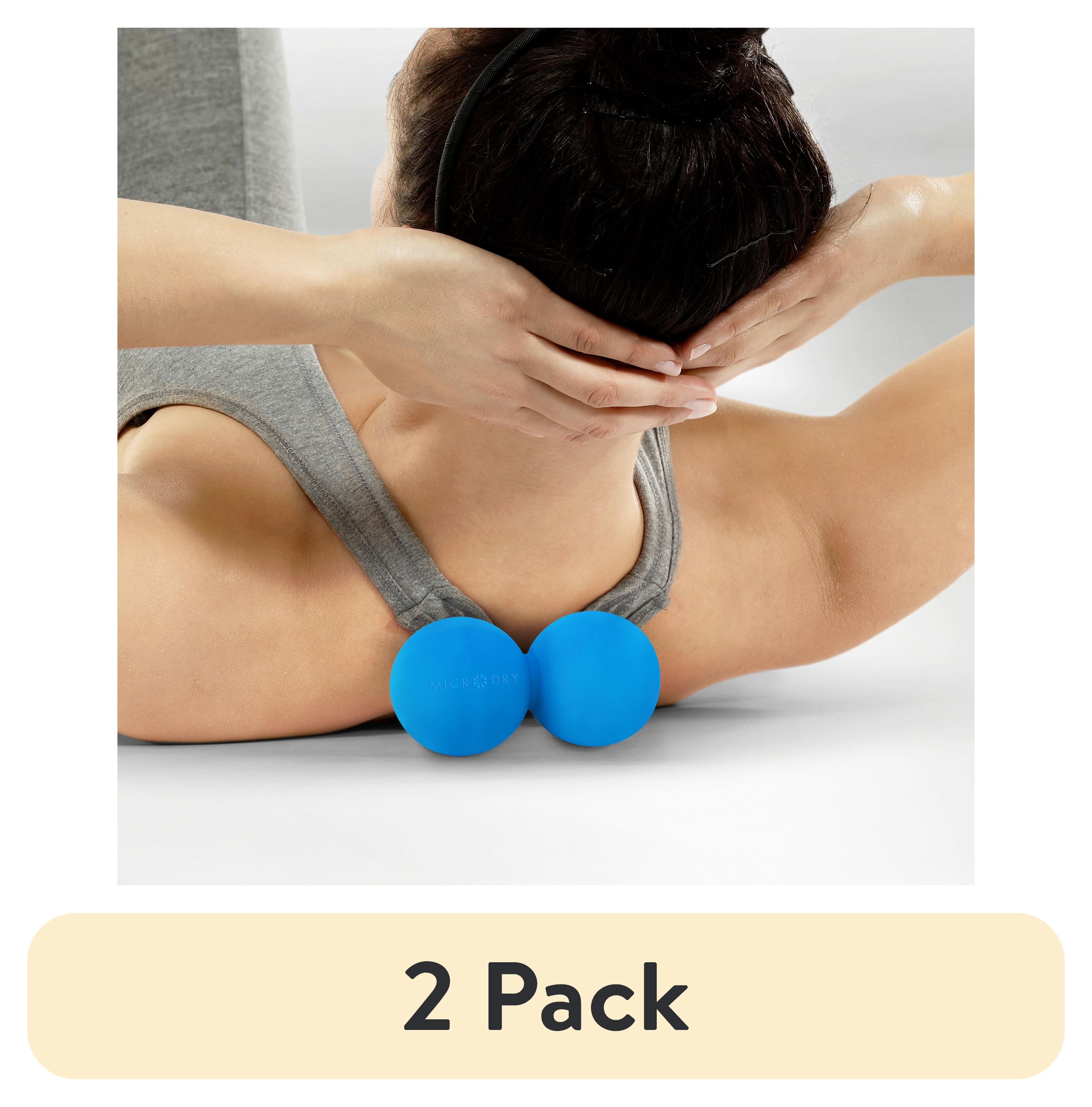 (2 pack) Microdry Dual-Ball Massage Roller for Deep Tissue Relief, Blue