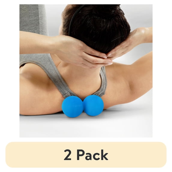 (2 pack) Microdry Dual-Ball Massage Roller for Deep Tissue Relief, Blue