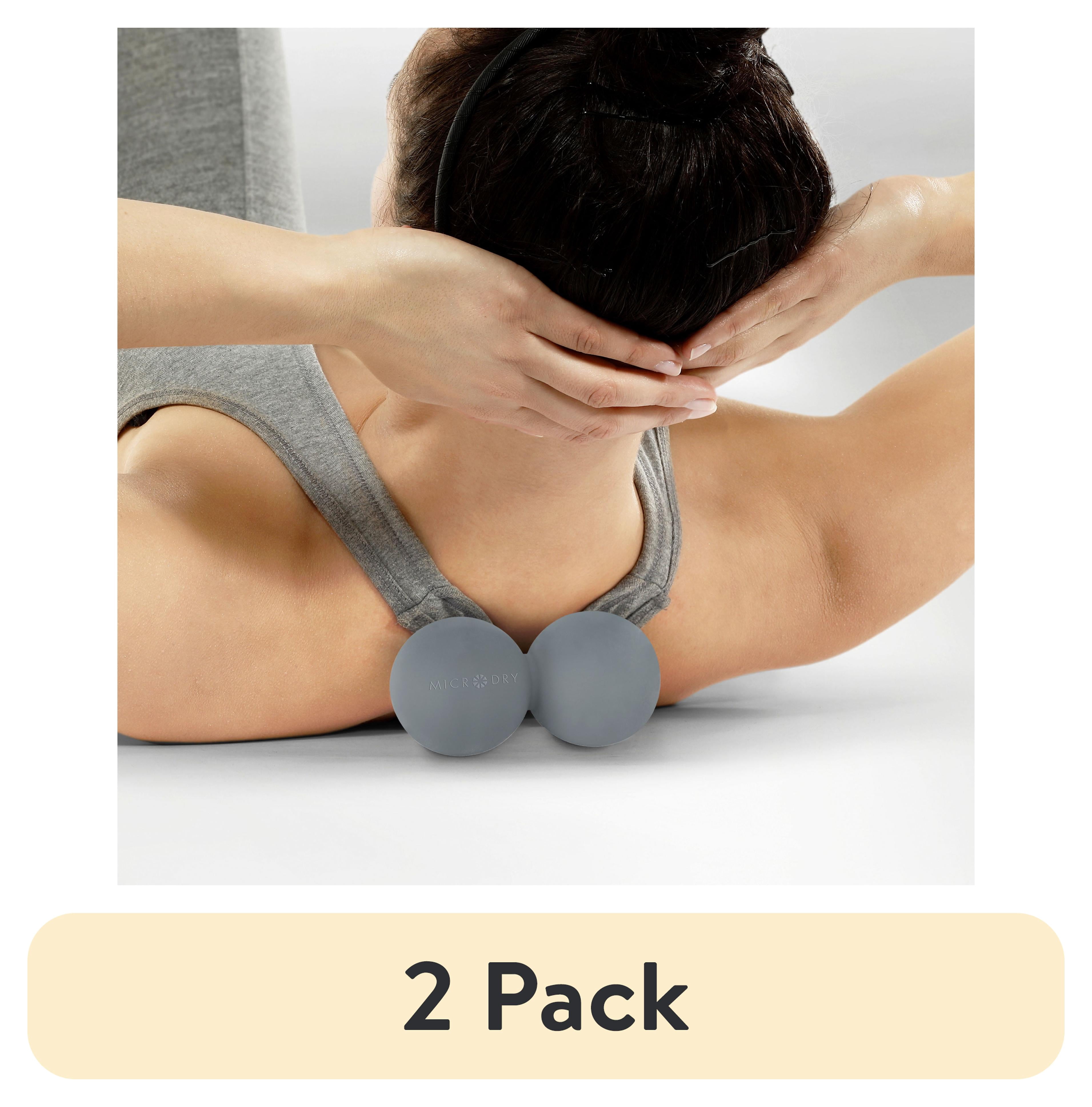 (2 pack) Microdry Dual-Ball Massage Roller for Deep Tissue Relief, Grey