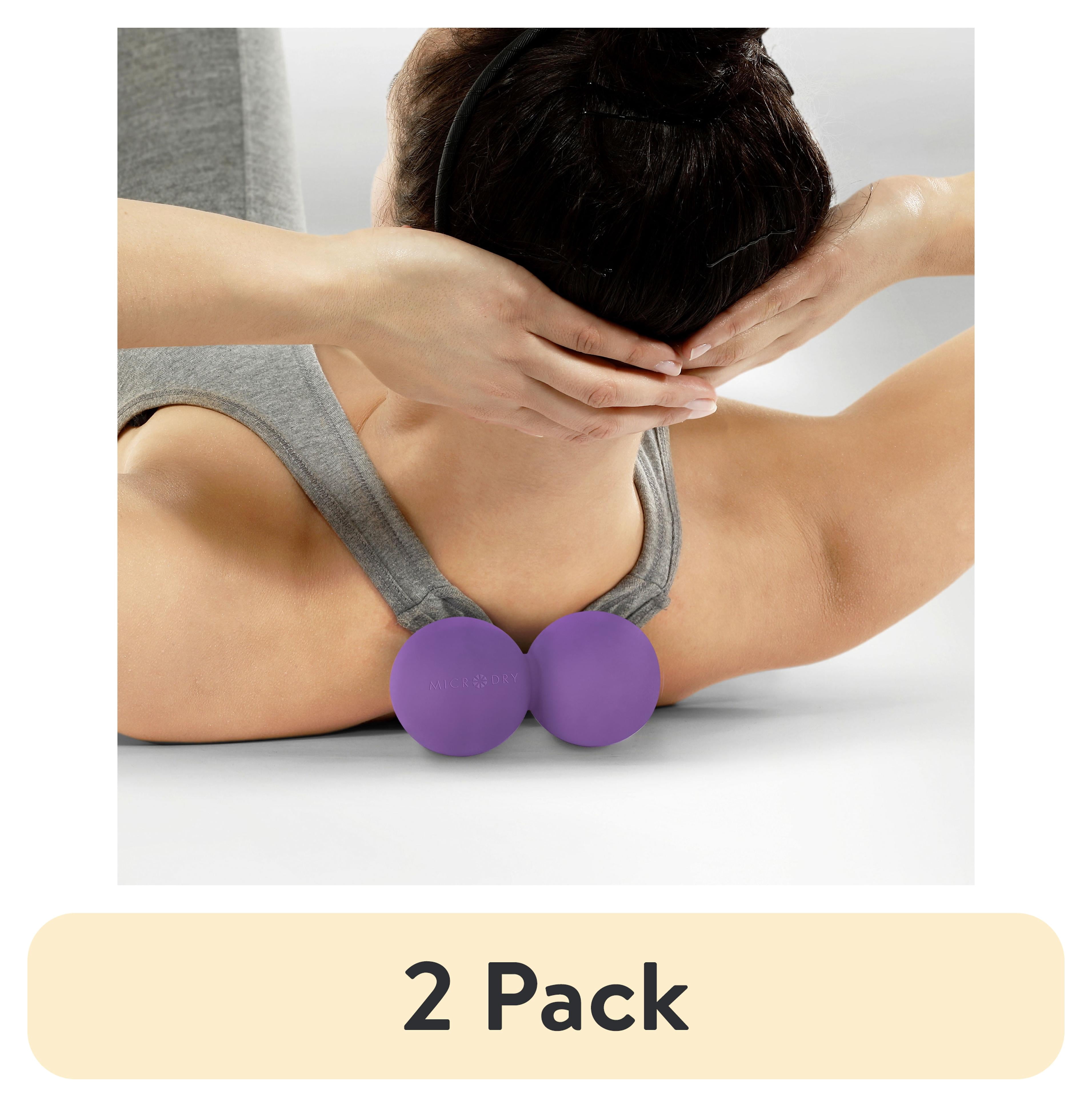 (2 pack) Microdry Dual-Ball Massage Roller for Deep Tissue Relief, Purple