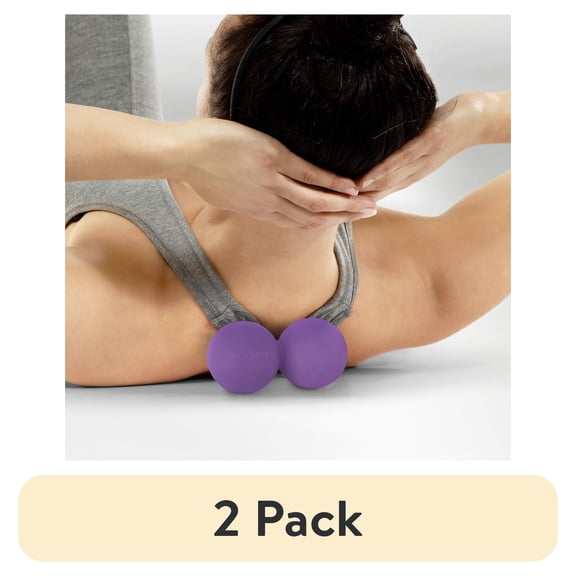 (2 pack) Microdry Dual-Ball Massage Roller for Deep Tissue Relief, Purple