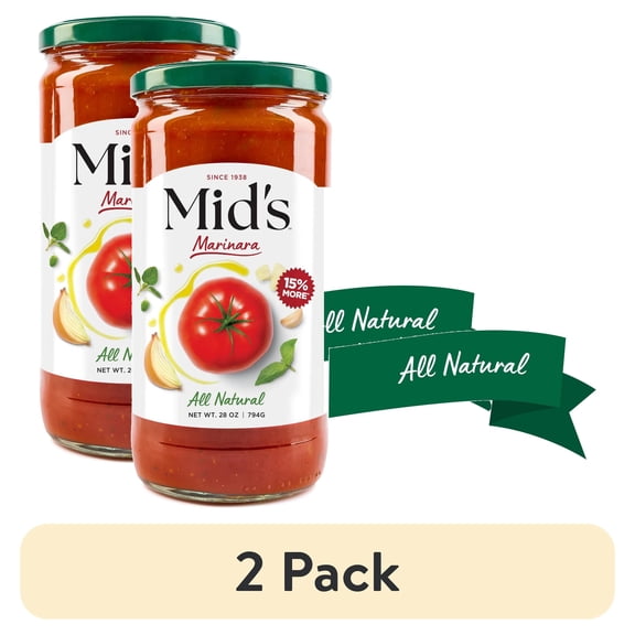 (2 pack) Mid's Premium All Natural Marinara Sauce, Gluten-Free Spaghetti Sauce, 28 oz, 1 Pack