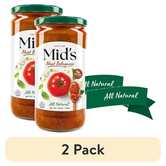 (2 pack) Mid's Premium All Natural Meat Bolognese Sauce, Gluten-Free, 5g Protein, 28 oz, 1 Pack