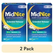 2 pack MidNite Extended Release Medium Dose, 6 mg Melatonin Sleep Aid, 30 Tablets
