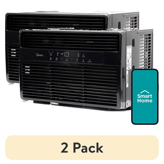 (2 pack) Midea 10,000 BTU Window Air Conditioner, Cools Up To 450 Sq Ft, Comfortsense Remote, Wi-Fi and Alexa, Black