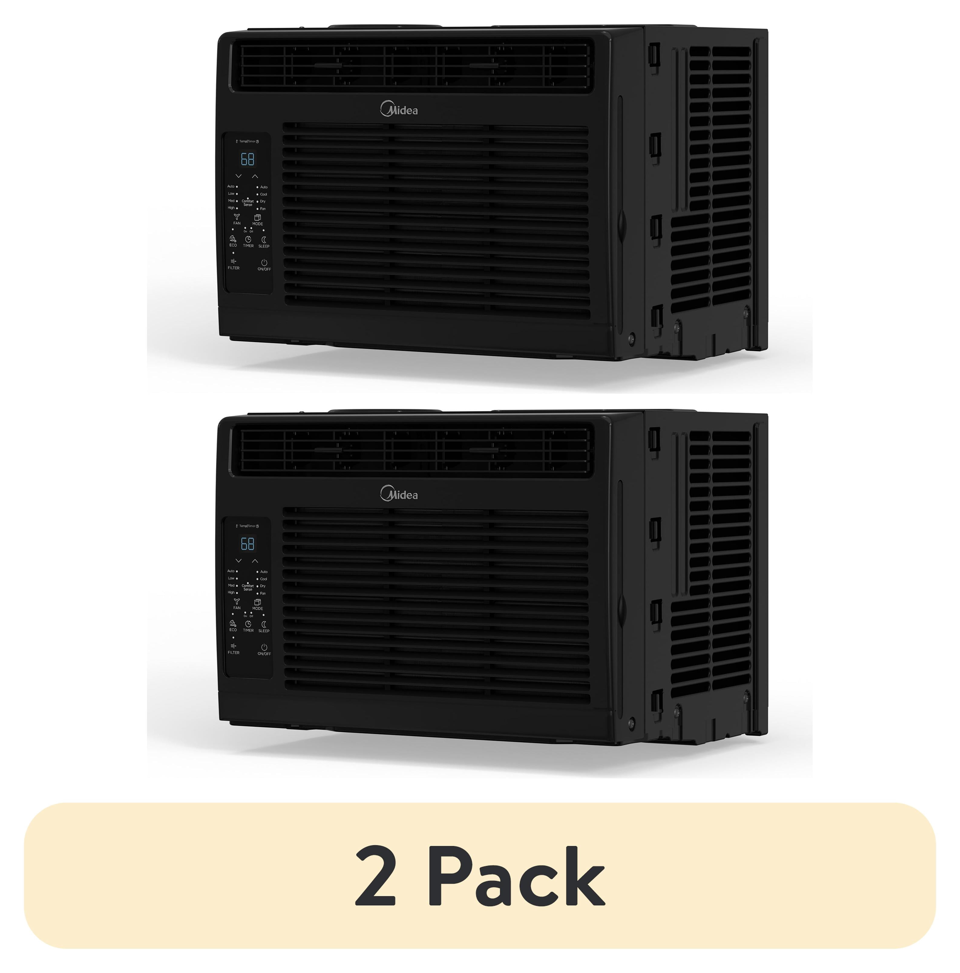 (2 pack) Midea 6,000 BTU 115V Window Air Conditioner with Comfort Sense Remote, up to 250 Sq. ft., Black, MAW06R1WBL-T, New