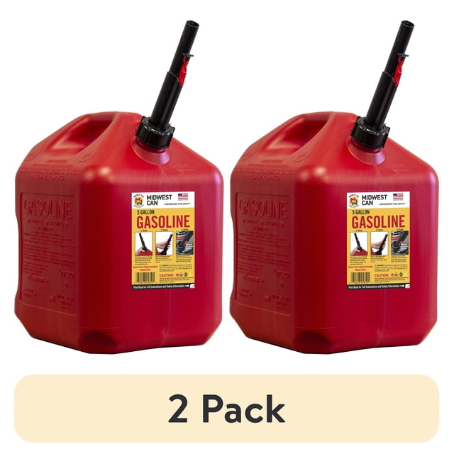 (2 pack) Midwest Can Company, 5 Gallon Capacity Gas Can with Flame ...