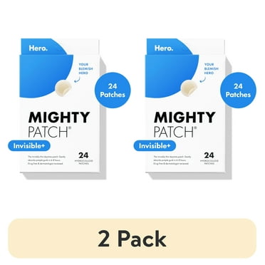 (2 pack) Mighty Patch by Hero Cosmetics Invisible+ Acne Treatment Pimple Patches with Hydrocolloid, 24 Count