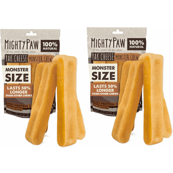 (2 pack) Mighty Paw Yak Cheese Himalayan Dog Chews, Natural Long Lasting Treats for Dogs (X-Large, 4 Pack)