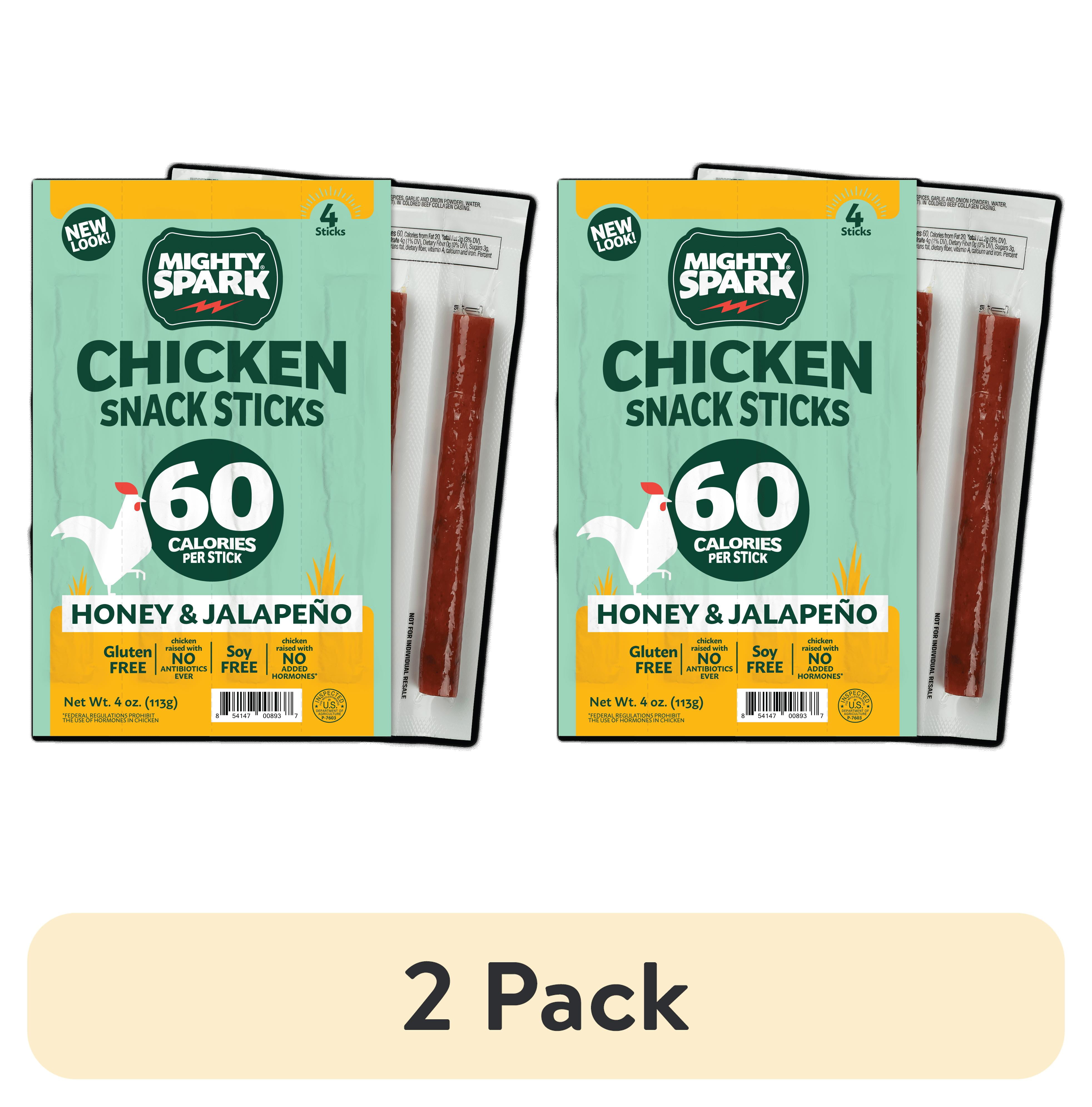 (2 pack) Mighty Spark Honey & Jalapeno Chicken Snack Sticks, 4 oz, 4 Count Pack