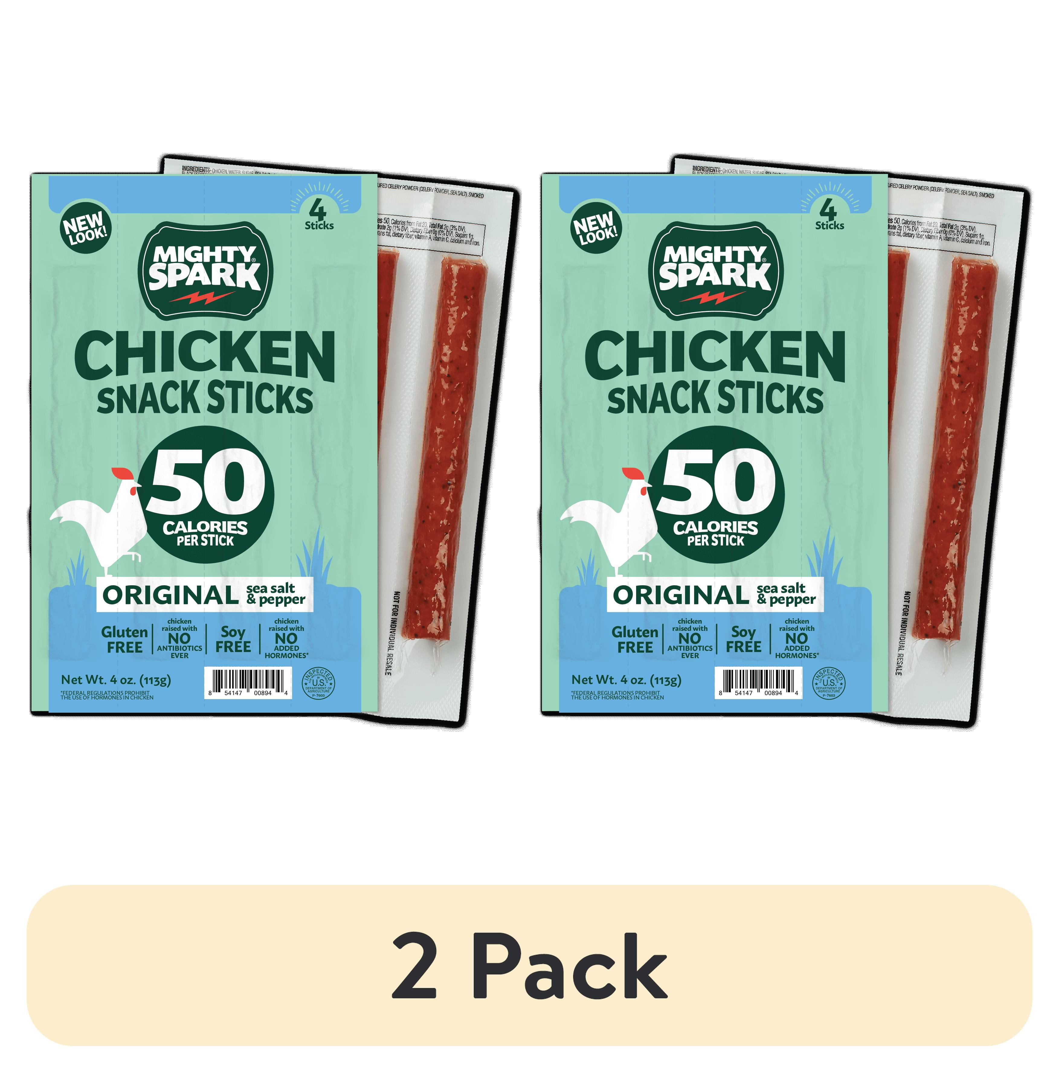 (2 pack) Mighty Spark Original Sea Salt & Pepper Chicken Snack Sticks, 4 oz, 4 Count Pack