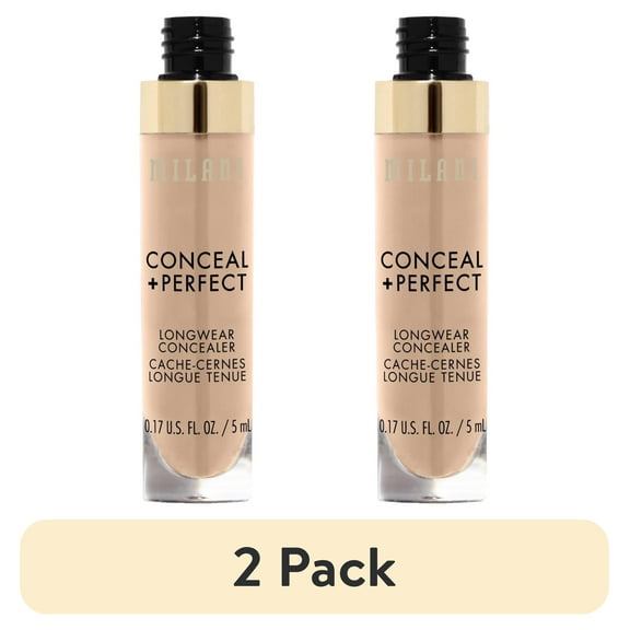 (2 pack) Milani Conceal + Perfect Longwear Liquid Concealer, Light Beige
