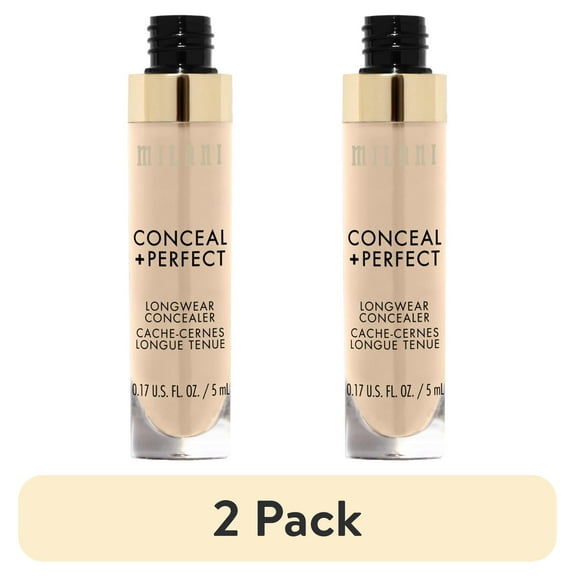 (2 pack) Milani Conceal + Perfect Longwear Liquid Concealer, Light Nude