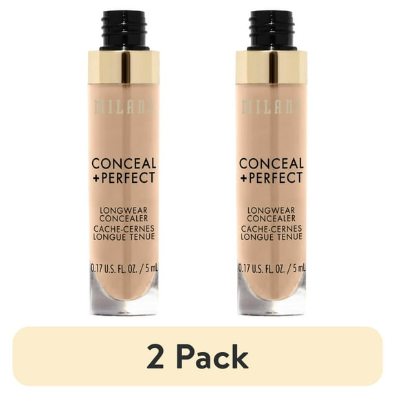 (2 pack) Milani Conceal + Perfect Longwear Liquid Concealer, Medium Beige