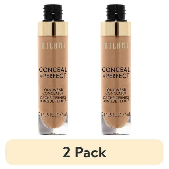 (2 pack) Milani Conceal + Perfect Longwear Liquid Concealer, Pure Beige