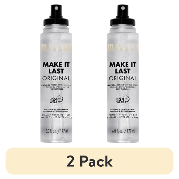 (2 pack) Milani Make It Last Jumbo XL Setting Spray, Prime + Hydrate + Set, Natural Finish, 6 fl oz