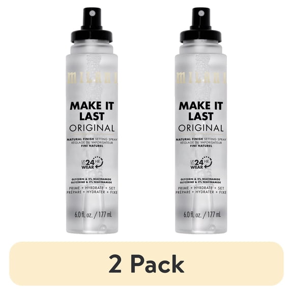 (2 pack) Milani Make It Last Jumbo XL Setting Spray, Prime + Hydrate + Set, Natural Finish, 6 fl oz