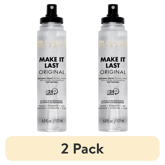 (2 pack) Milani Make It Last Jumbo XL Setting Spray, Prime + Hydrate + Set, Natural Finish, 6 fl oz