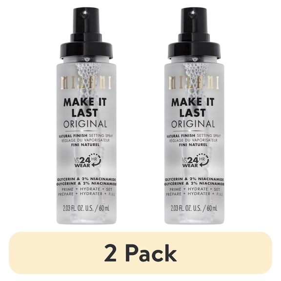 (2 pack) Milani Make It Last Setting Spray, Prime + Correct + Set, Natural Finish, 2.03 fl oz