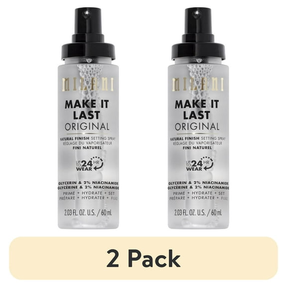 (2 pack) Milani Make It Last Setting Spray, Prime + Correct + Set, Natural Finish, 2.03 fl oz