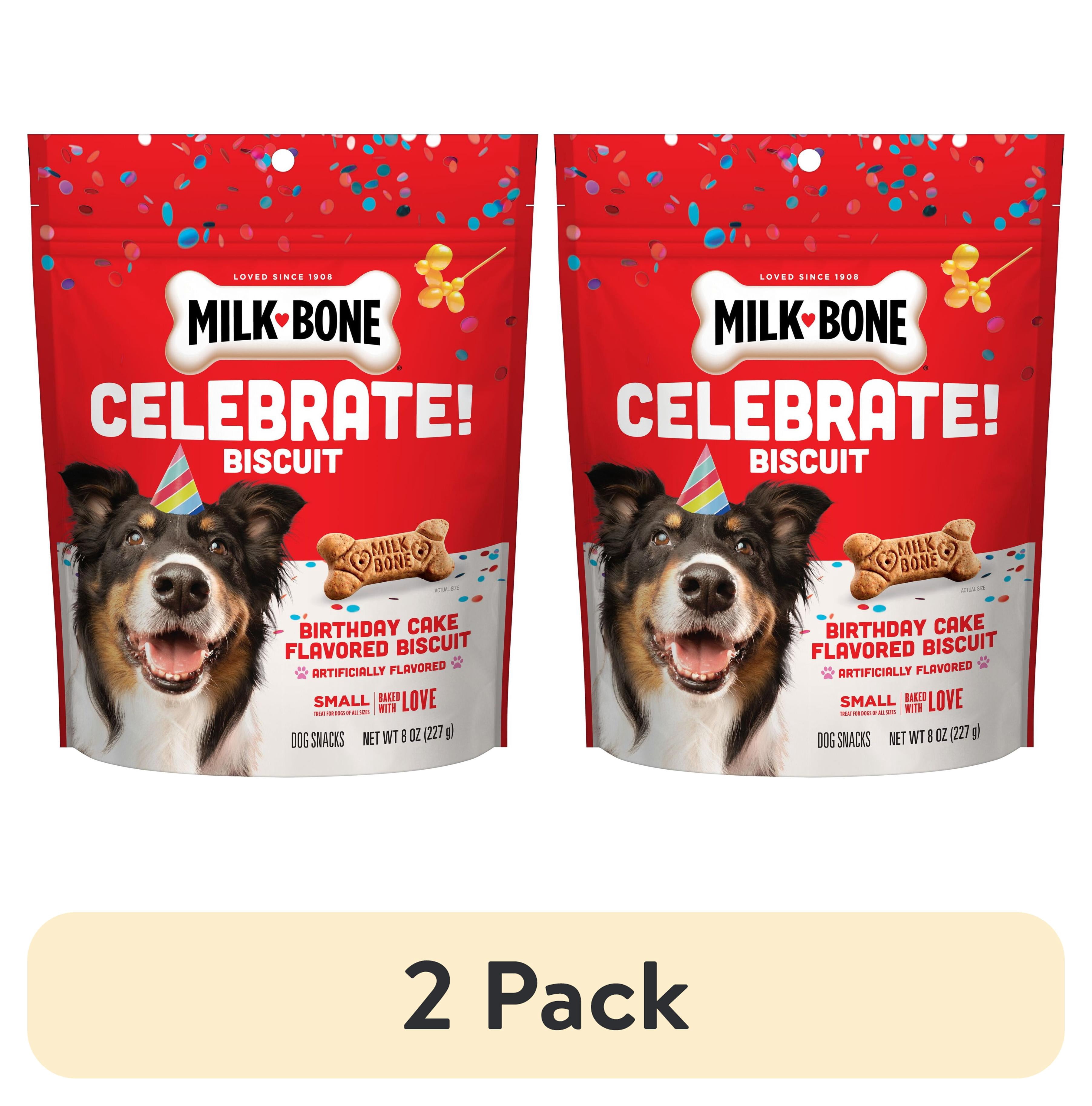(2 pack) Milk Bone CELEBRATE Birthday Cake Artificially Flavored Biscuits, Small Dog Treats, 8 oz Bag
