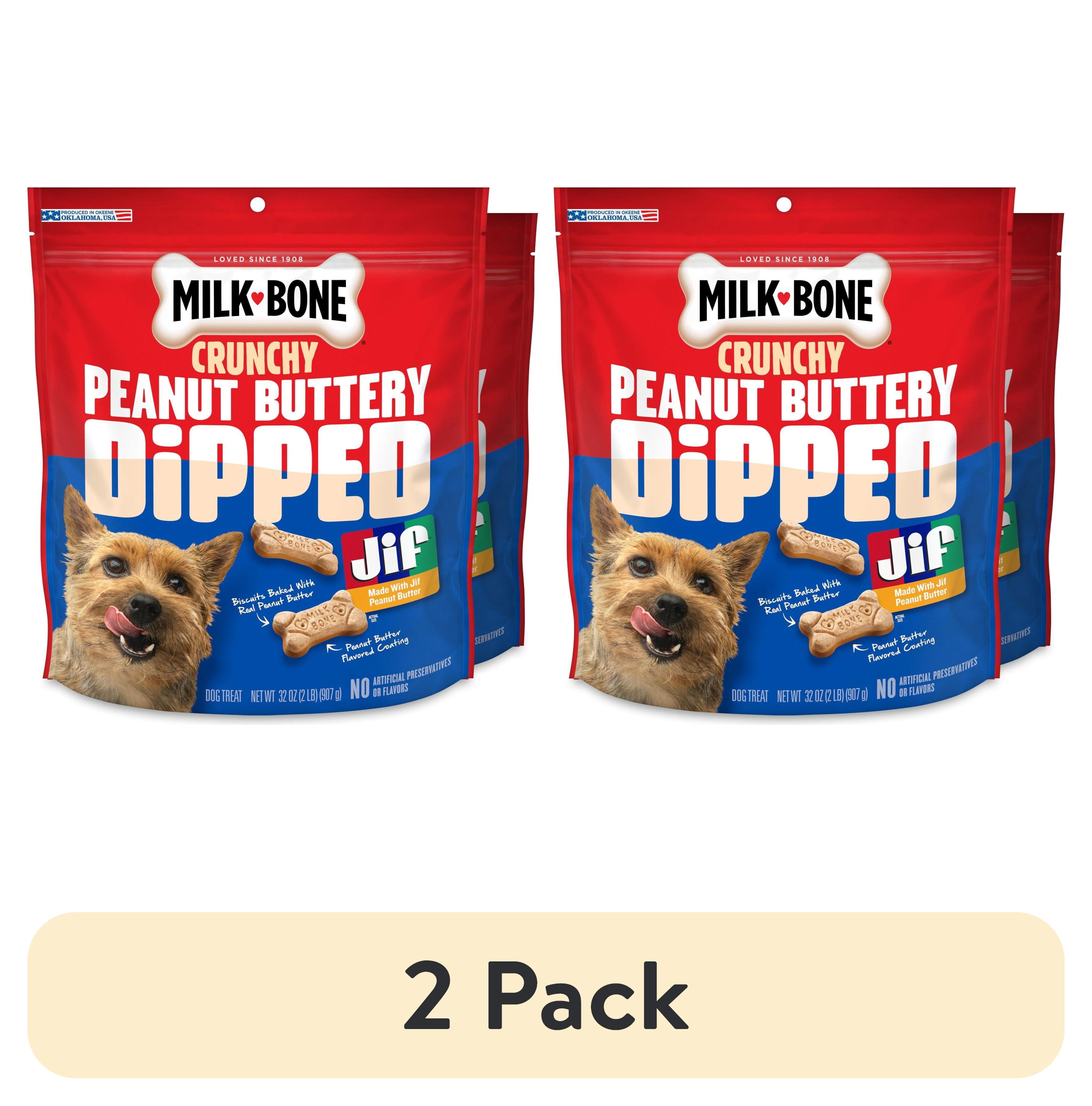 (2 pack) Milk Bone Peanut Buttery Dipped Dog Biscuits with Jif Peanut Butter, 32 oz Bags (Pack of 2)