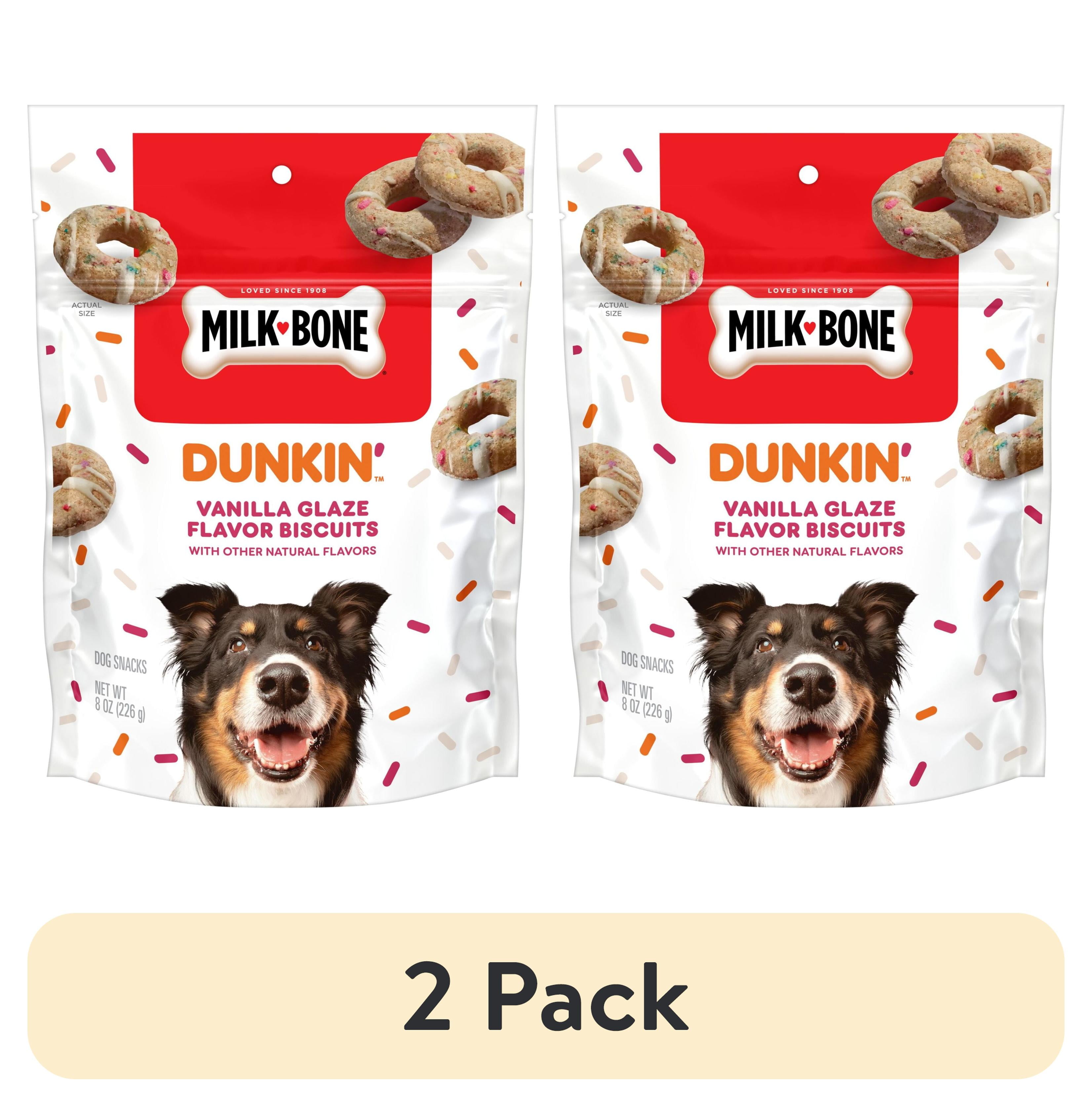 (2 pack) Milk Bone Dunkin’ Vanilla Glaze Flavor Dog Biscuits With Other Natural Flavors, 8 oz Bag