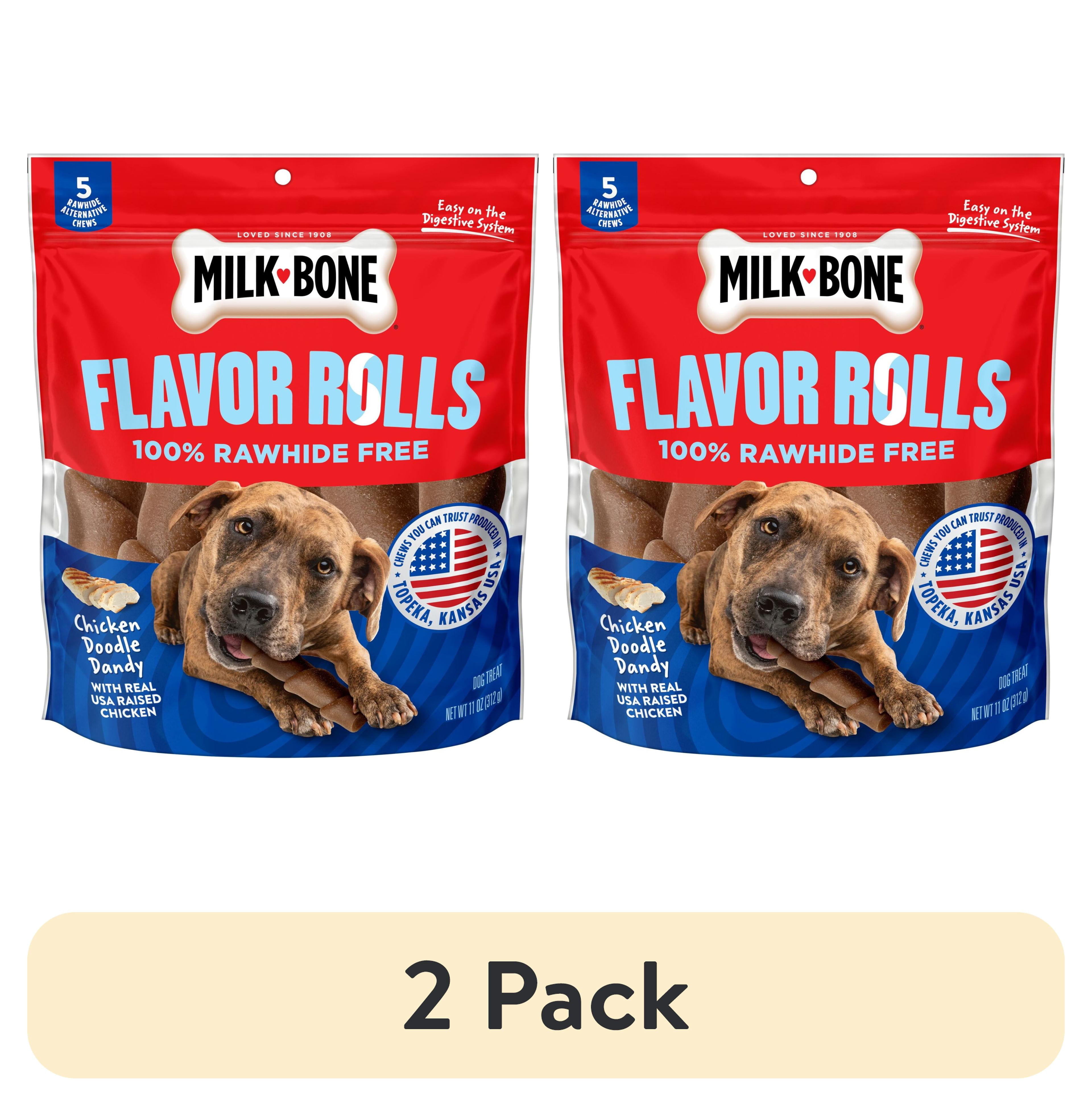 (2 pack) Milk Bone Flavor Rolls Chicken Doodle Dandy Rawhide Free Dog Treats With Chicken, 5 Count Bag