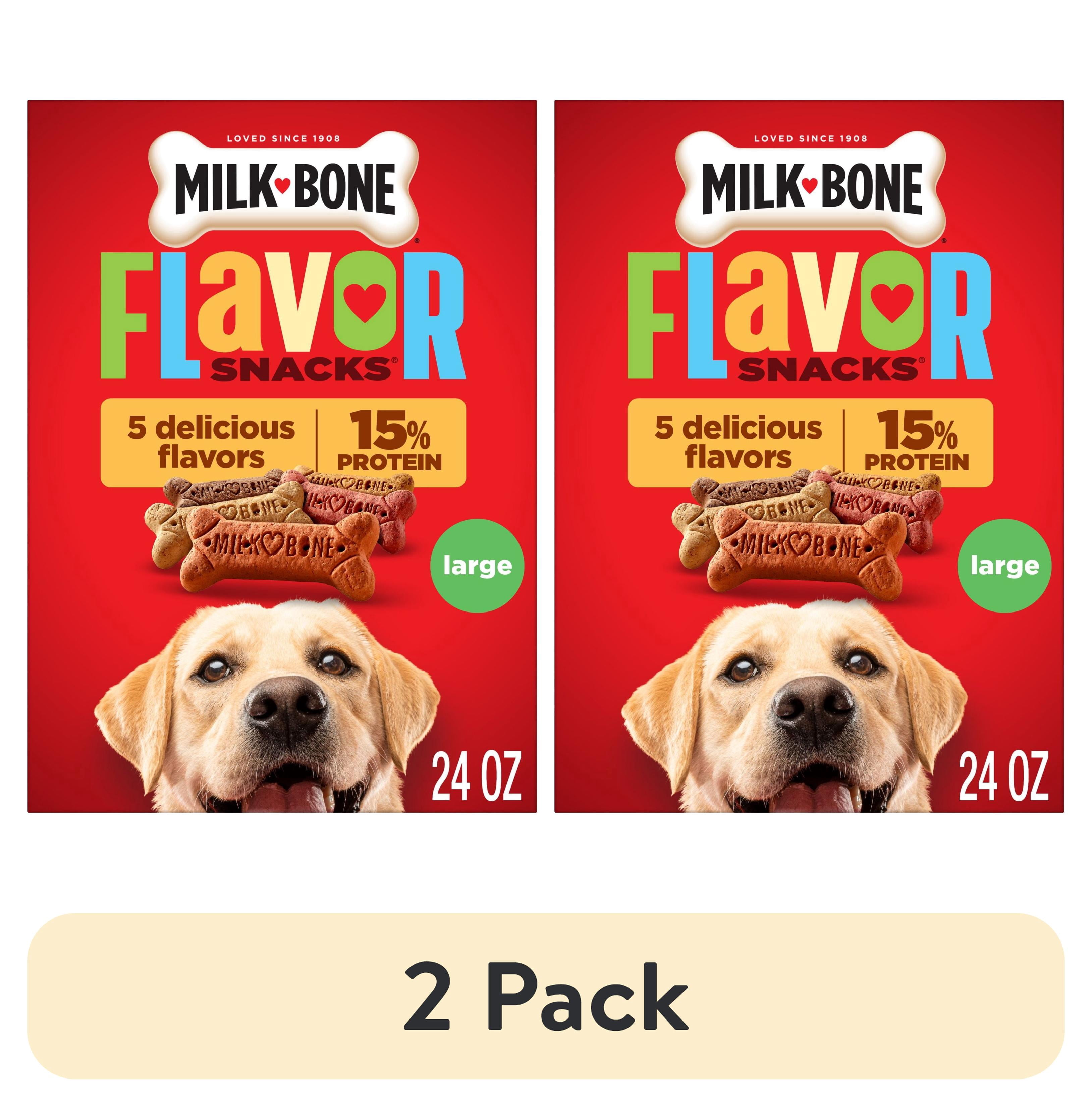 (2 pack) Milk Bone Flavor Snacks Large Dog Biscuits, Flavored Crunchy Dog Treats, 24 oz Box