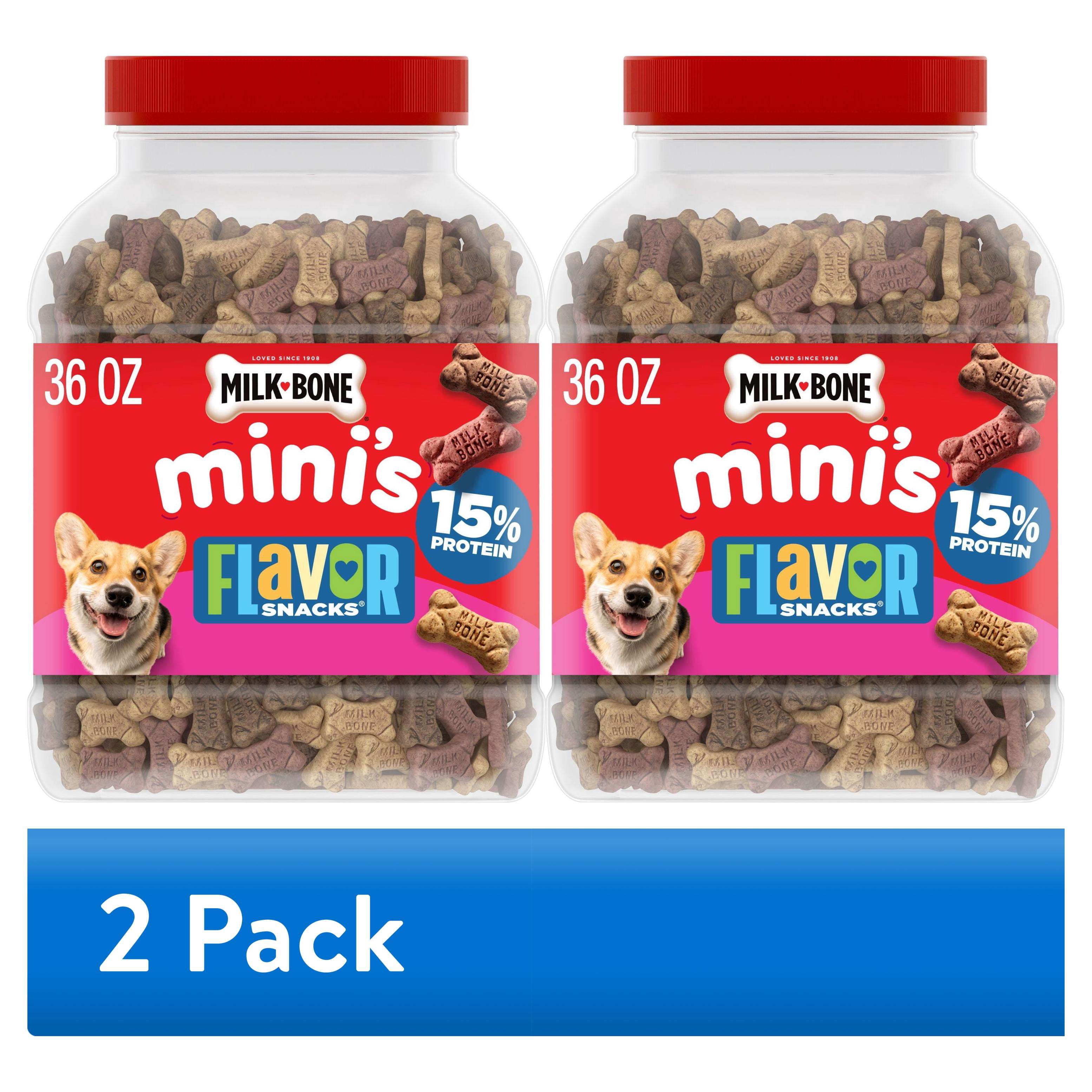 (2 pack) Milk Bone Flavor Snacks Mini’s Dog Biscuits, Flavored Crunchy Dog Treats, 36 oz Canister