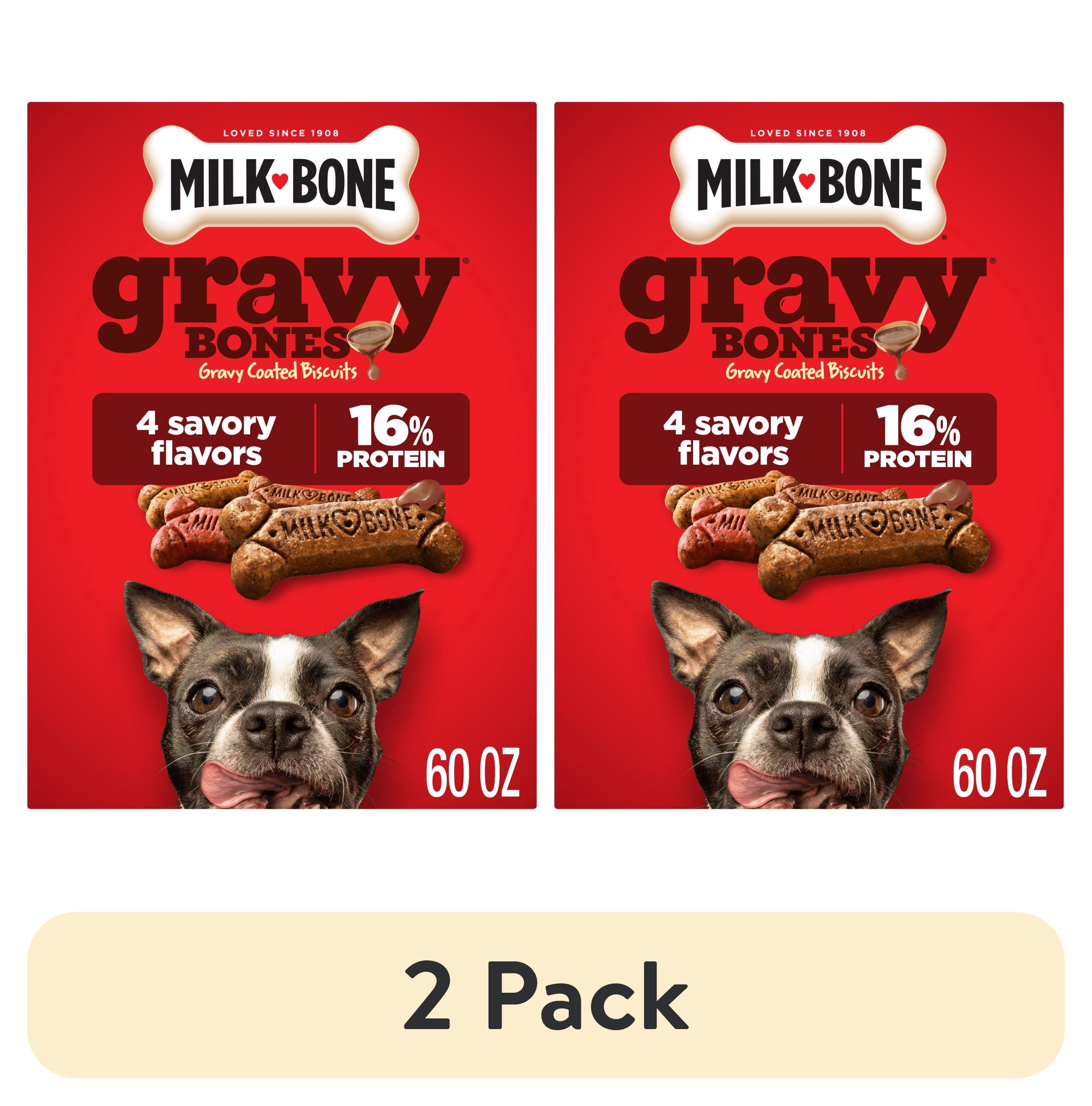 (2 pack) Milk Bone GravyBones Dog Biscuits, Gravy Coated Small Dog Treats, 60 oz Box