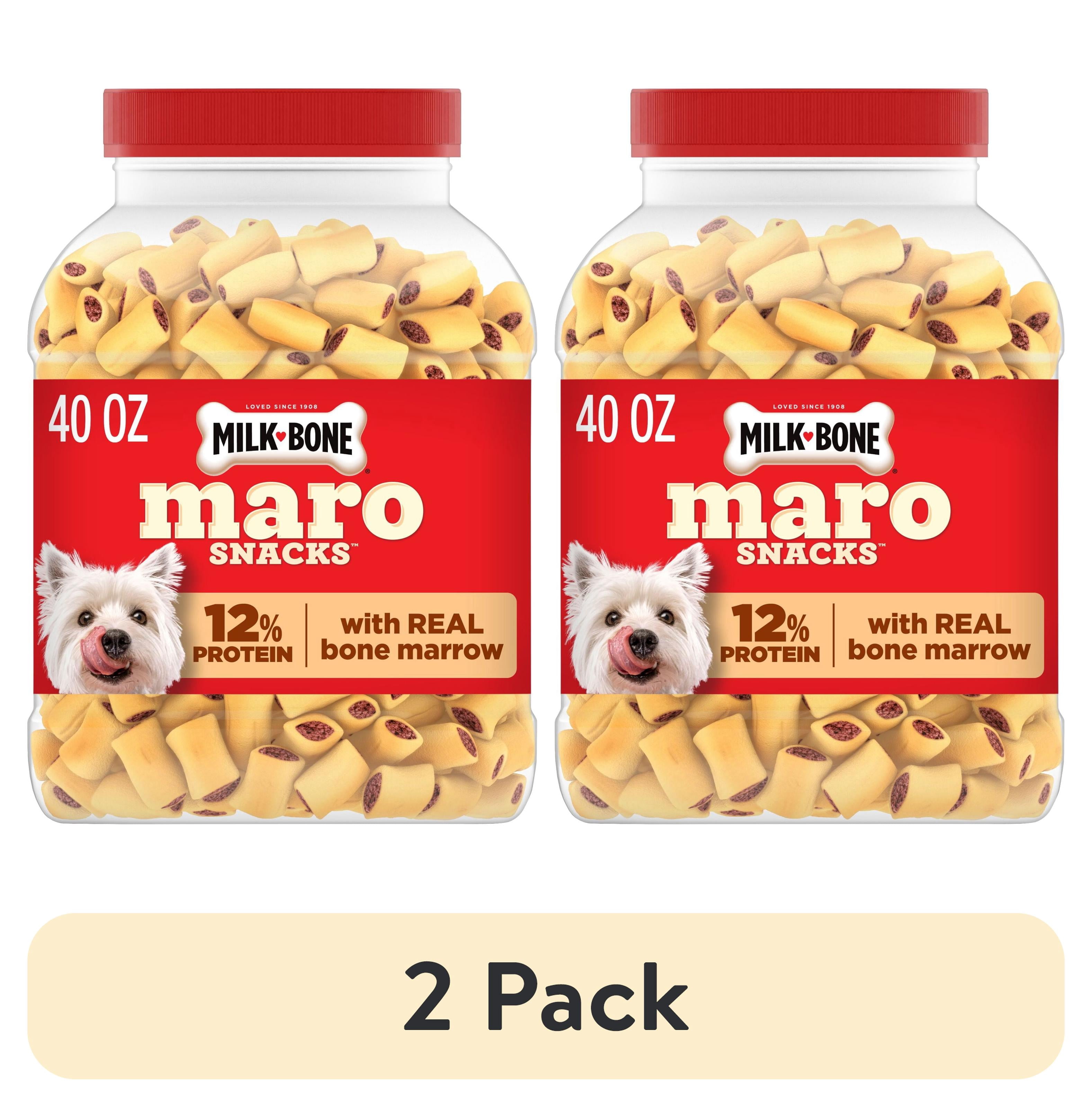 (2 pack) Milk Bone MaroSnacks Small Dog Treats with Real Bone Marrow, Crunchy Dog Snacks, 40 oz Canister