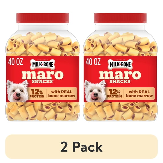 (2 pack) Milk Bone MaroSnacks Small Dog Treats with Real Bone Marrow, 40 oz Canister