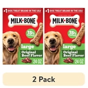(2 pack) Milk Bone Crunchy Large Dog Treats, 24 oz Box, Original Beef Flavor