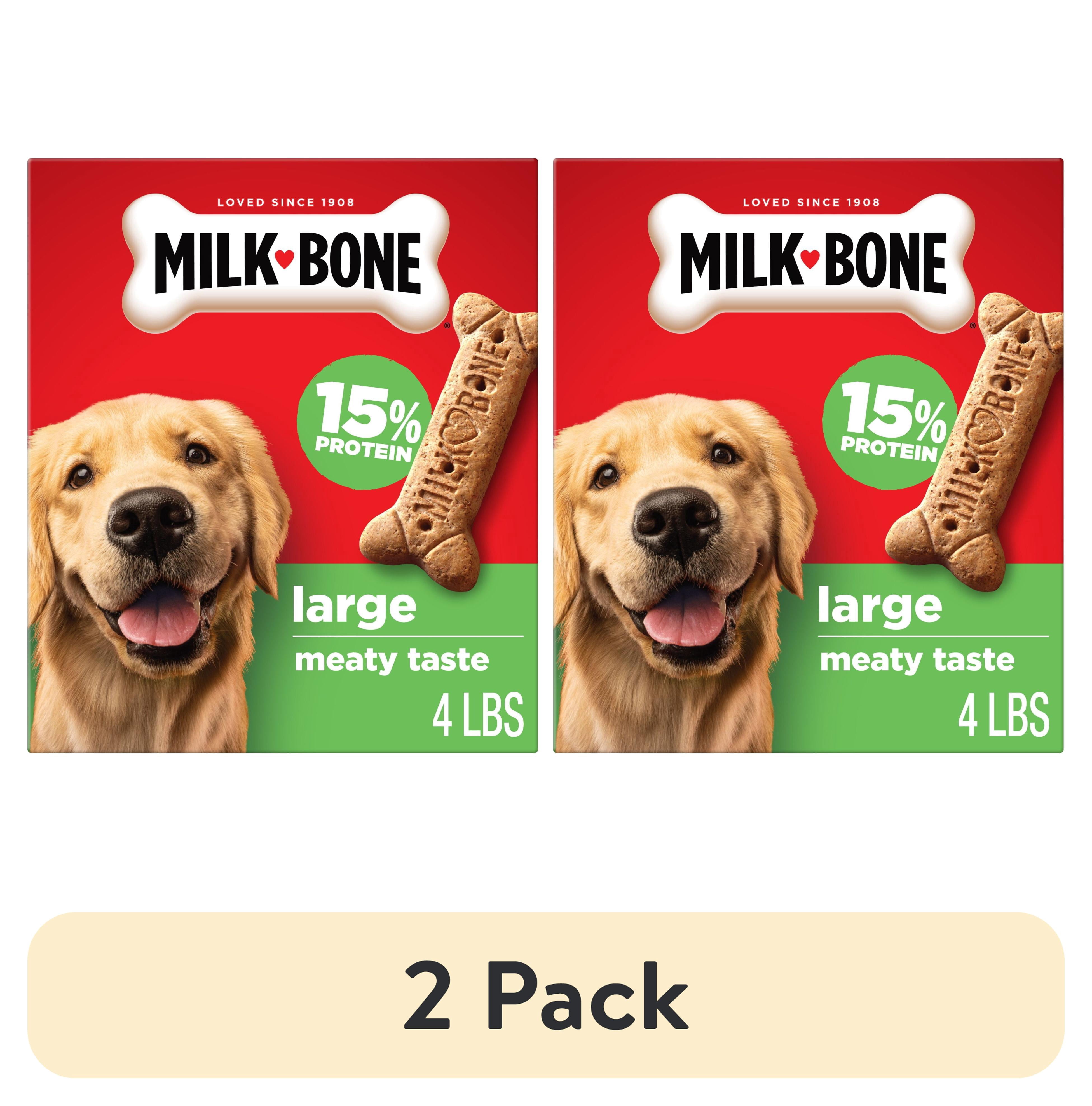 (2 pack) Milk Bone Crunchy Large Dog Treats, 4 Lb. Box, Original Beef Flavor