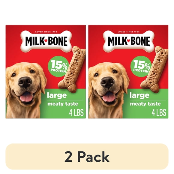 (2 pack) Milk Bone Crunchy Large Dog Treats, 4 Lb. Box, Original Beef Flavor