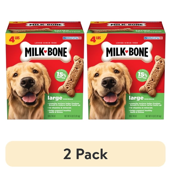 (2 pack) Milk Bone Original Biscuits, Large Dog Treats, 4 Lb. Box