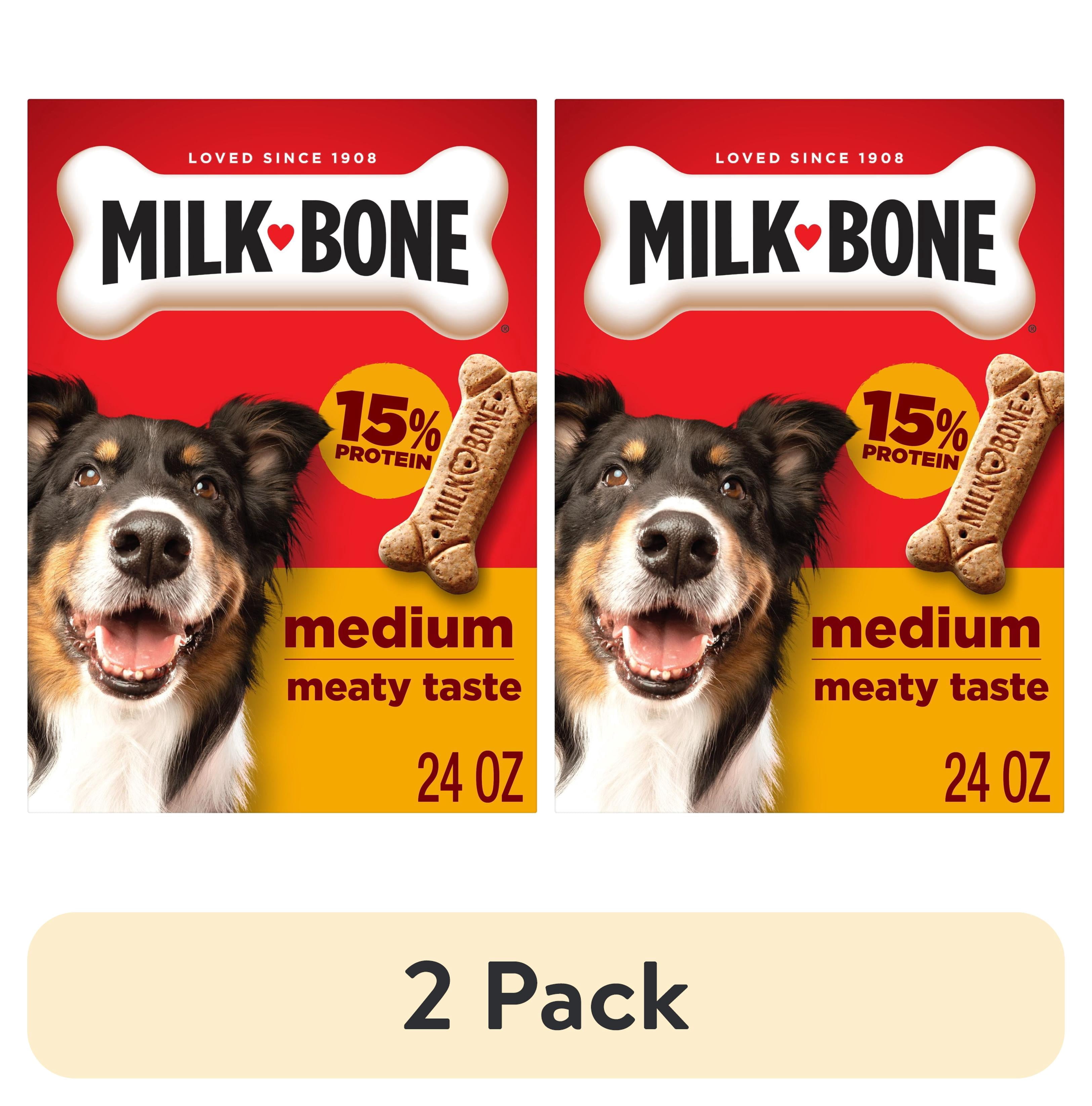 (2 pack) Milk Bone Crunchy Medium Dog Treats, 24 oz Box, Original Beef Flavor