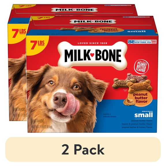 (2 pack) Milk Bone Peanut Butter Flavor Dog Biscuits, Naturally & Artificially Flavored, 7 Lb. Box