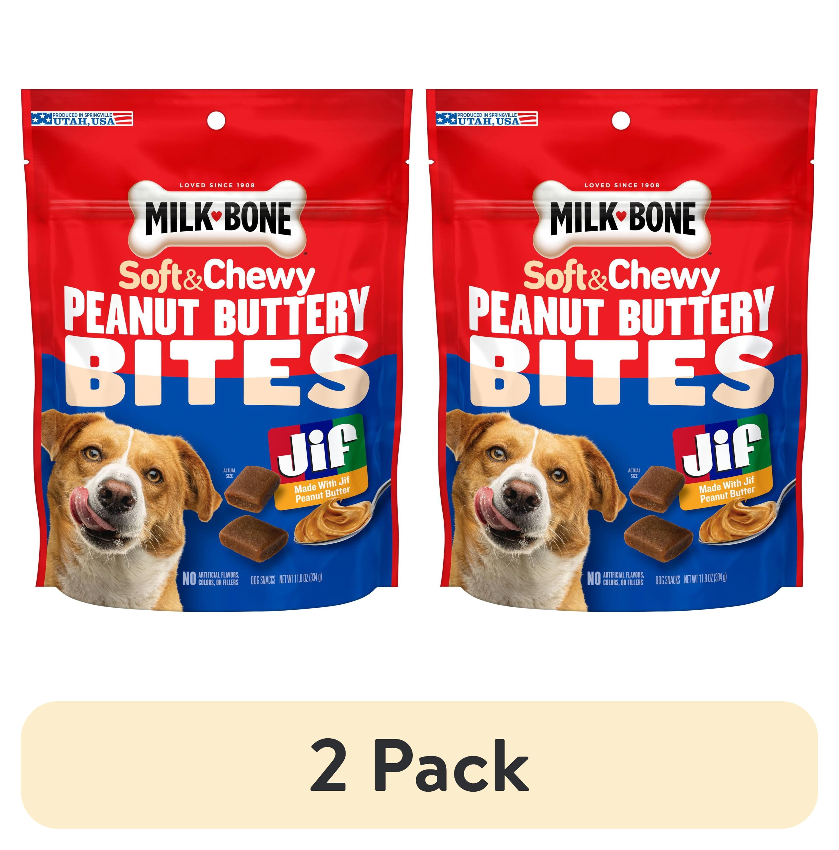(2 pack) Milk Bone Peanut Buttery Bites Soft Dog Treats With Jif Peanut Butter, 11.8 oz Bag