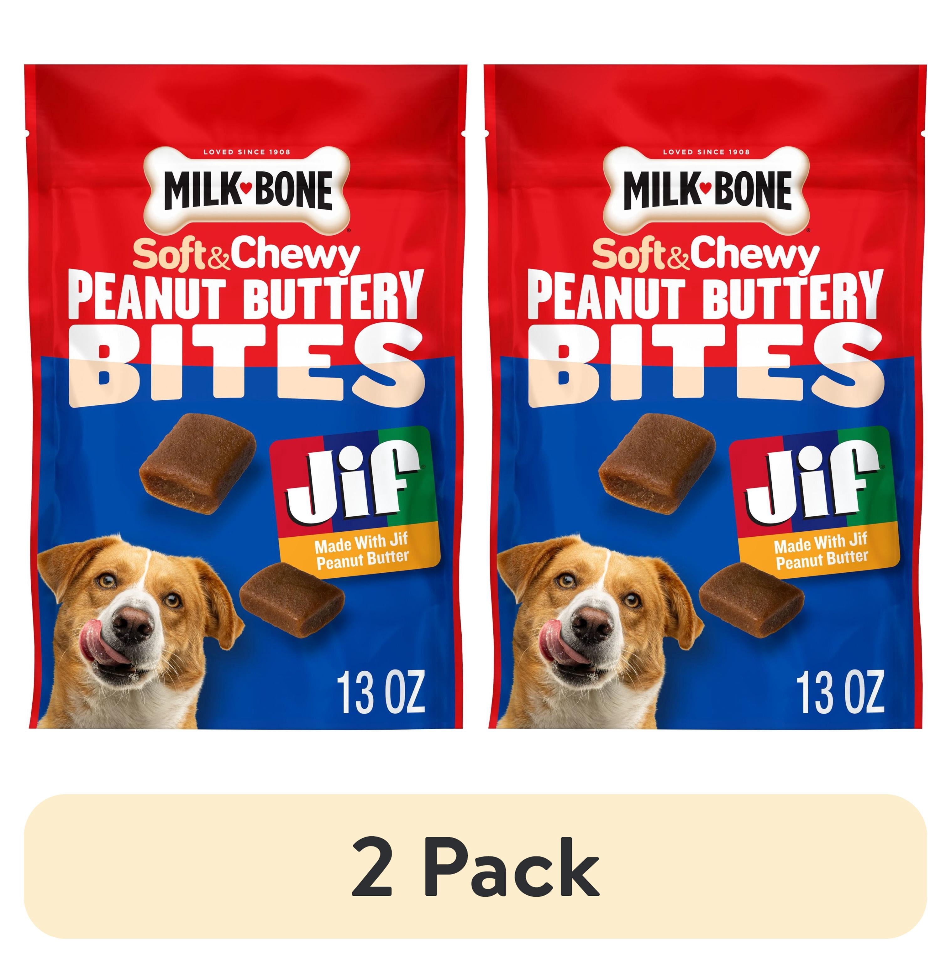 (2 pack) Milk Bone Peanut Buttery Bites Soft Dog Treats With Jif Peanut Butter, 13 oz Bag