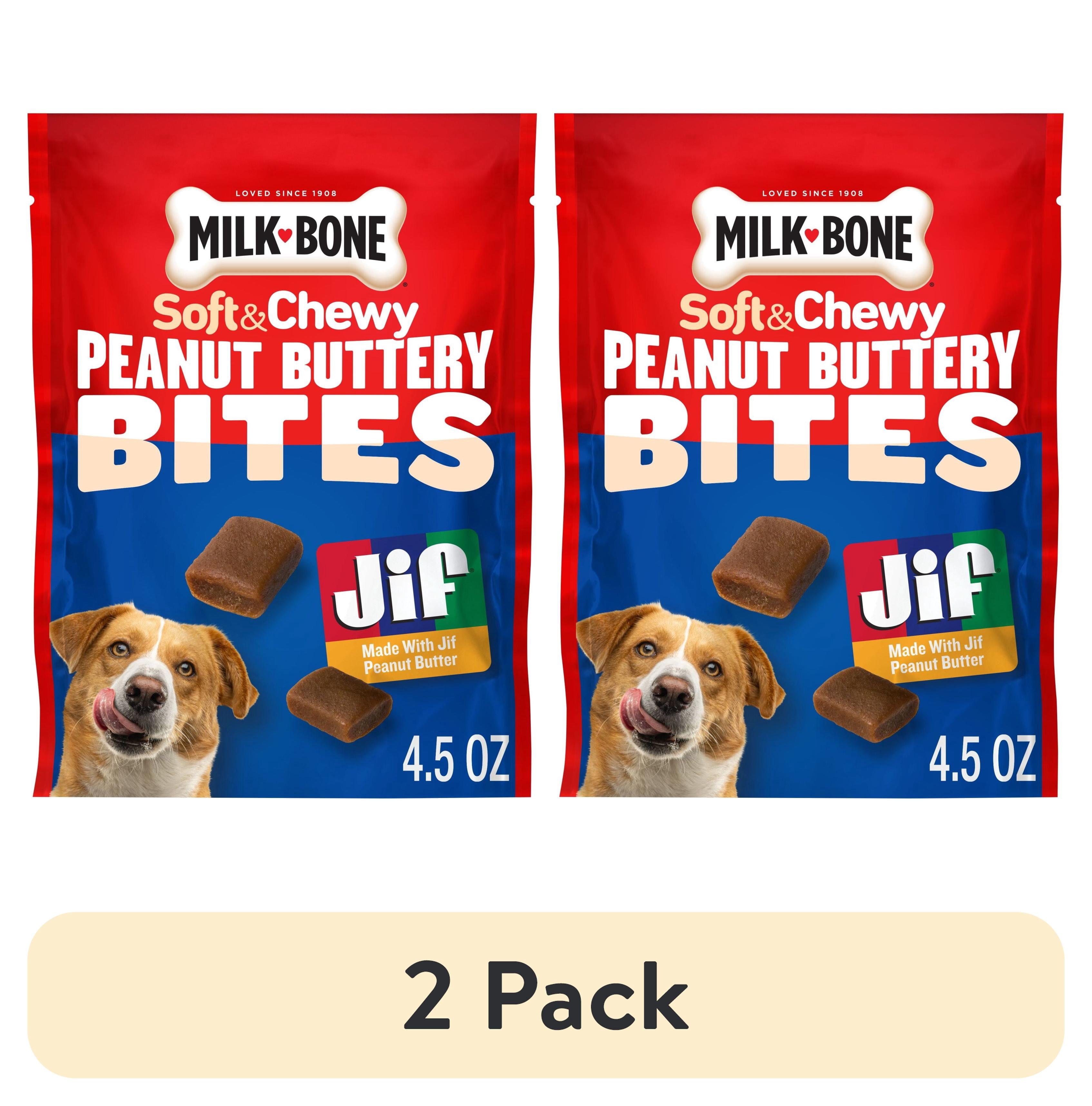 (2 pack) Milk Bone Peanut Buttery Bites, Soft Dog Treats With Jif Peanut Butter, 4.5 oz Bag